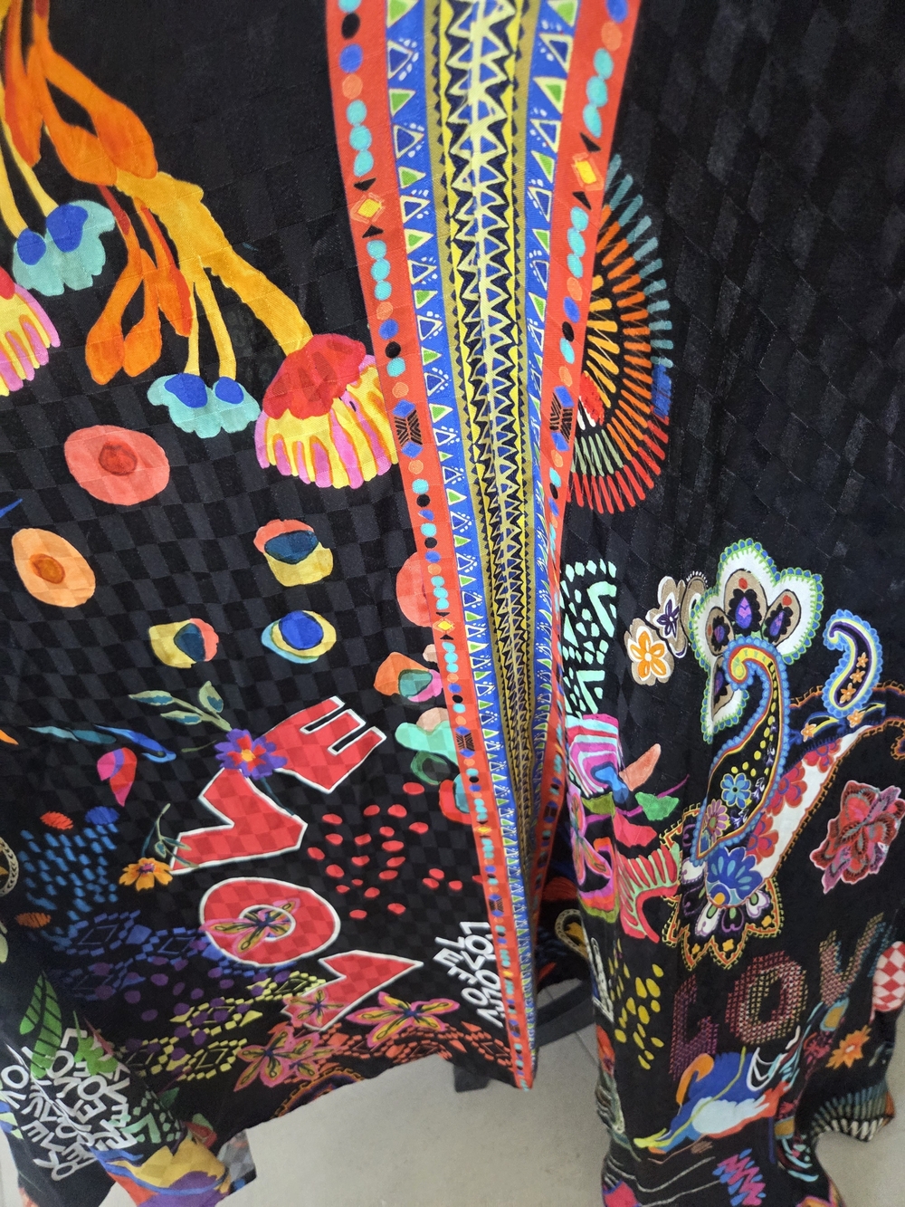 Johnny Was Eva Love Dress Maxi Bohemian V-Neck, Black Multicolor Print S - Picture 6 of 13